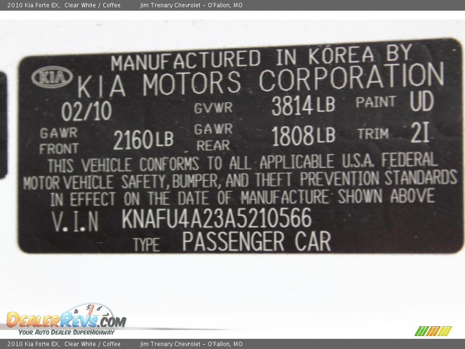 2010 Kia Forte EX Clear White / Coffee Photo #17