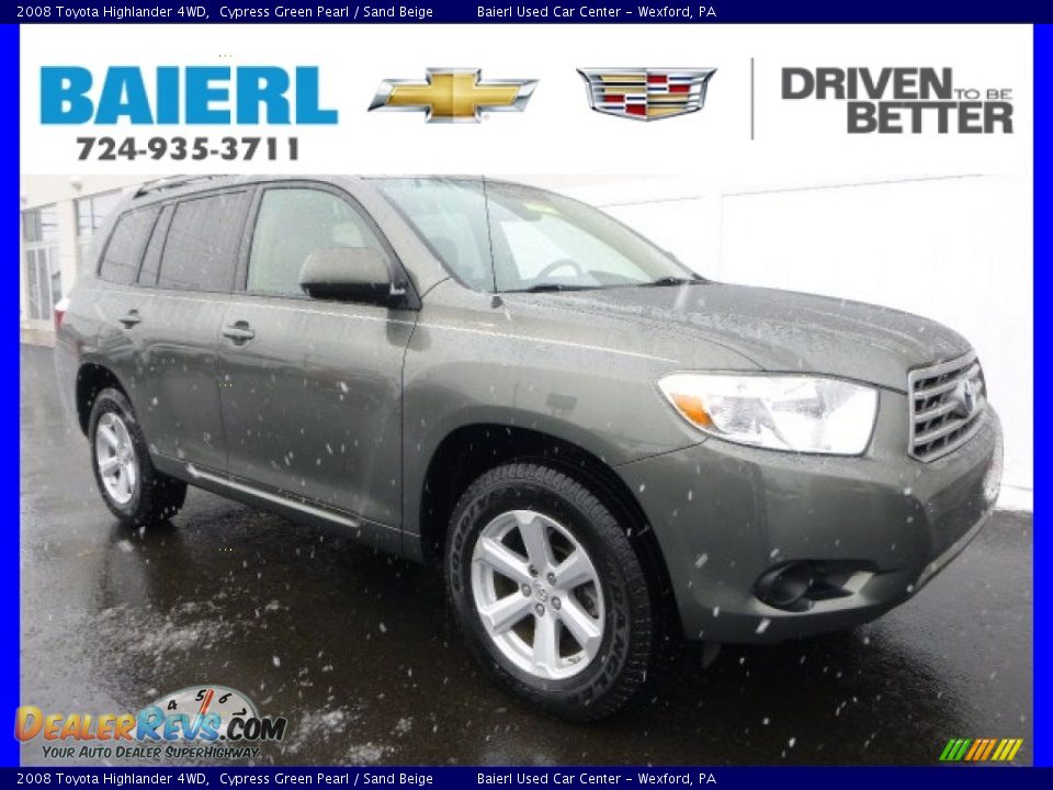 2008 Toyota Highlander 4WD Cypress Green Pearl / Sand Beige Photo #1