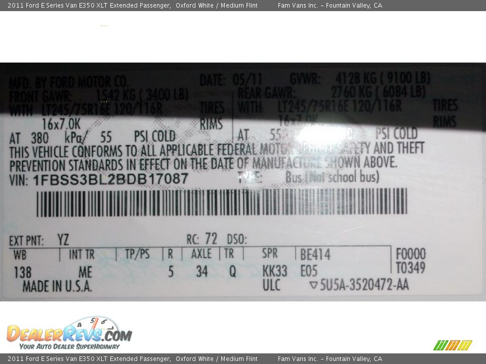 2011 Ford E Series Van E350 XLT Extended Passenger Oxford White / Medium Flint Photo #20