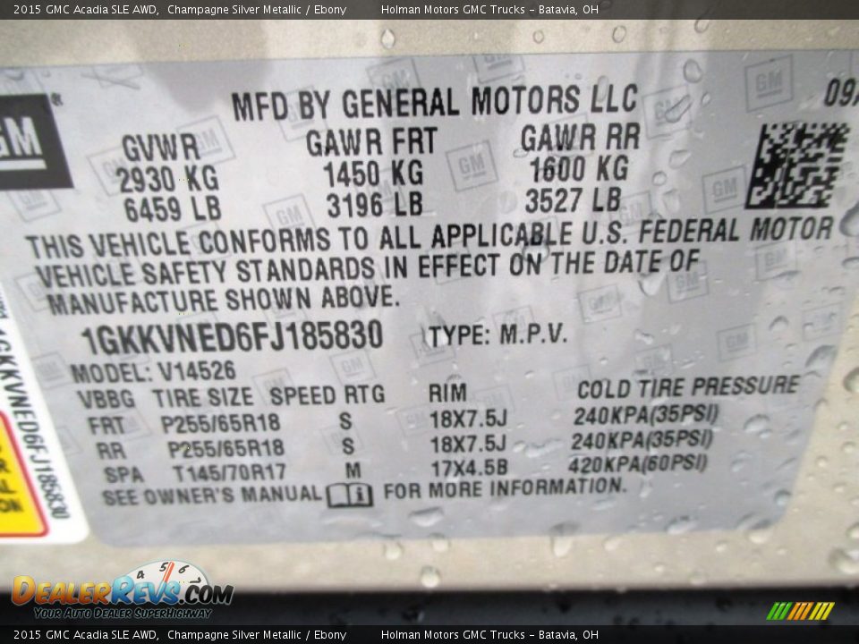 2015 GMC Acadia SLE AWD Champagne Silver Metallic / Ebony Photo #4