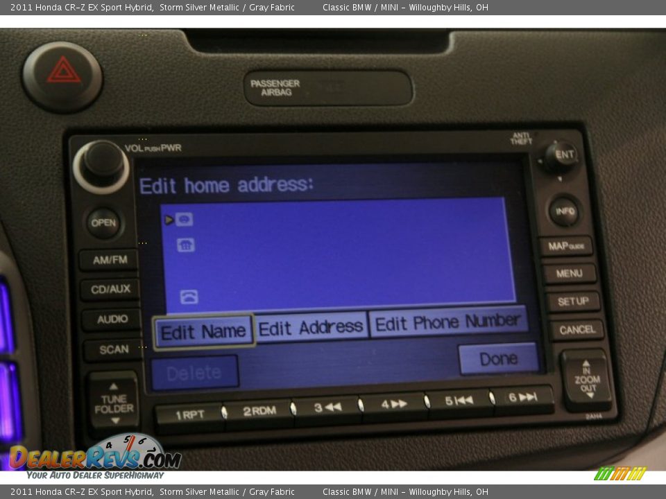 2011 Honda CR-Z EX Sport Hybrid Storm Silver Metallic / Gray Fabric Photo #17