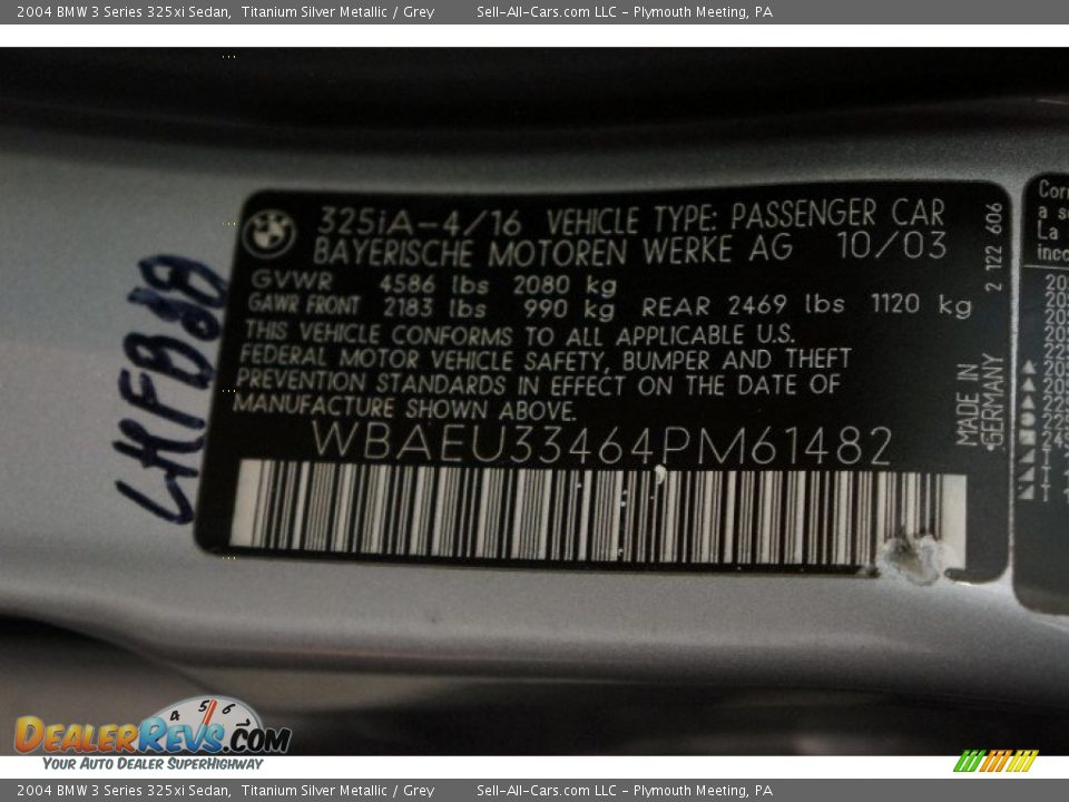 2004 BMW 3 Series 325xi Sedan Titanium Silver Metallic / Grey Photo #13