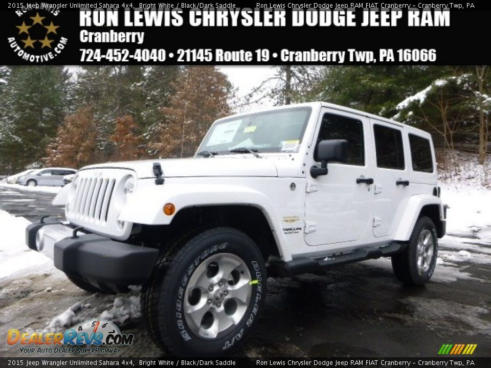 2015 Jeep Wrangler Unlimited Sahara 4x4 Bright White / Black/Dark Saddle Photo #1