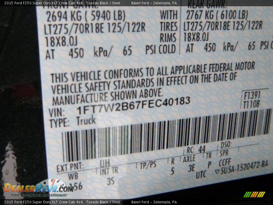 2015 Ford F250 Super Duty XLT Crew Cab 4x4 Tuxedo Black / Steel Photo #15