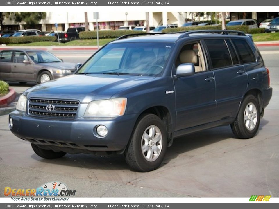 2003 Toyota Highlander V6 Bluestone Metallic / Ivory Photo #8