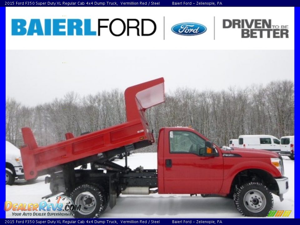 2015 Ford F350 Super Duty XL Regular Cab 4x4 Dump Truck Vermillion Red / Steel Photo #1