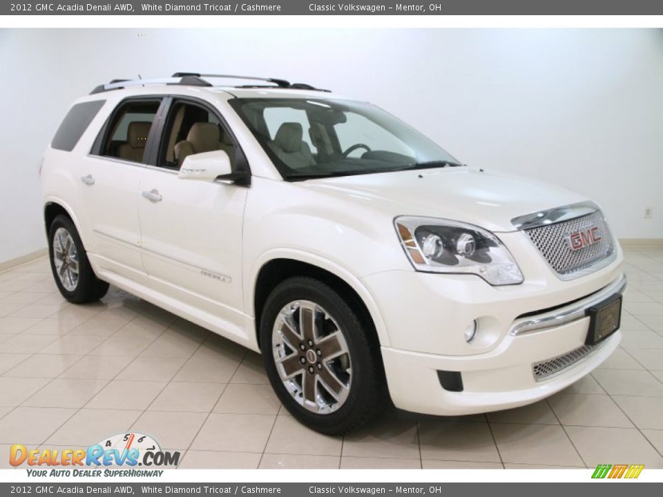 2012 GMC Acadia Denali AWD White Diamond Tricoat / Cashmere Photo #1