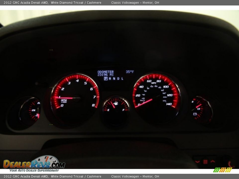 2012 GMC Acadia Denali AWD White Diamond Tricoat / Cashmere Photo #7