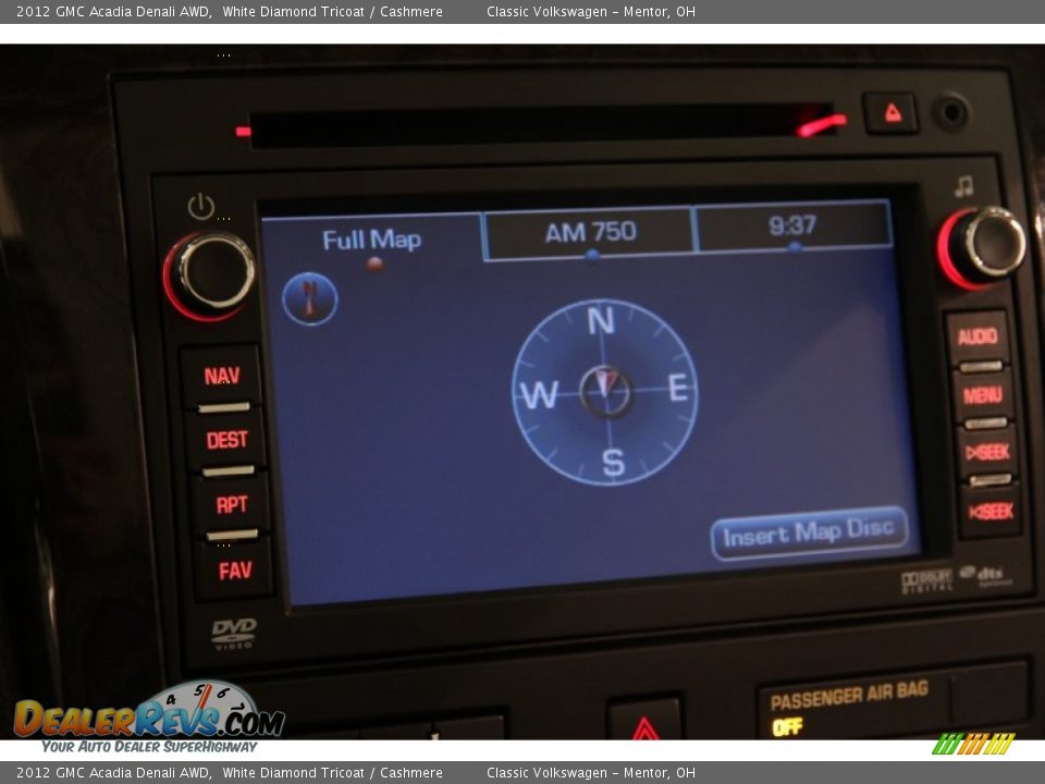 2012 GMC Acadia Denali AWD White Diamond Tricoat / Cashmere Photo #11