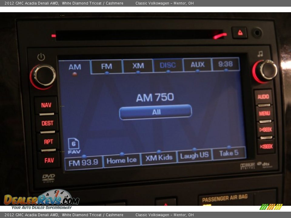 2012 GMC Acadia Denali AWD White Diamond Tricoat / Cashmere Photo #12