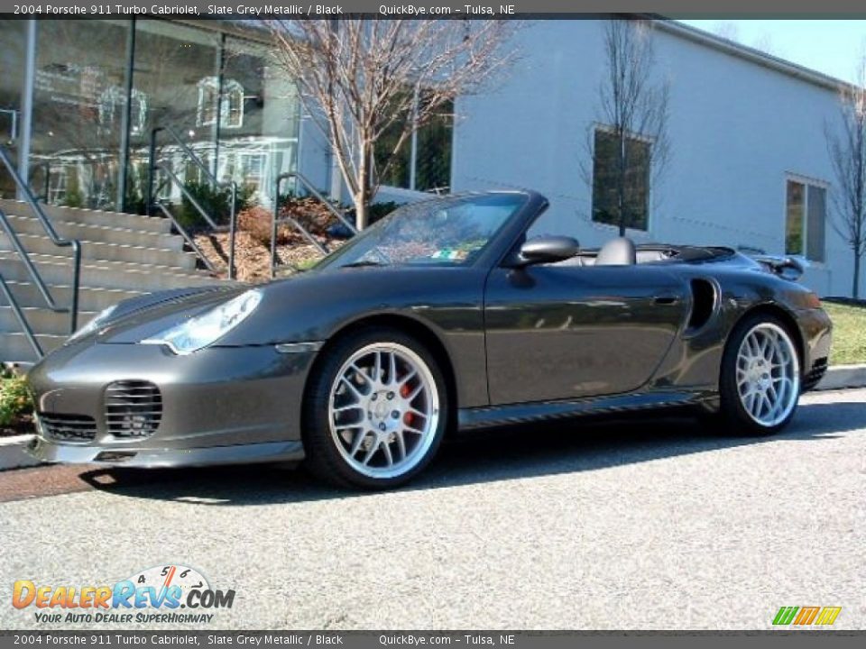 2004 Porsche 911 Turbo Cabriolet Slate Grey Metallic / Black Photo #6