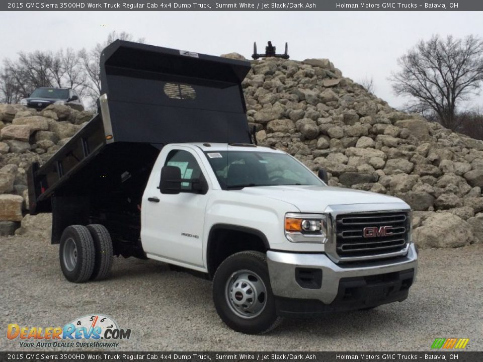 2015 GMC Sierra 3500HD Work Truck Regular Cab 4x4 Dump Truck Summit White / Jet Black/Dark Ash Photo #1