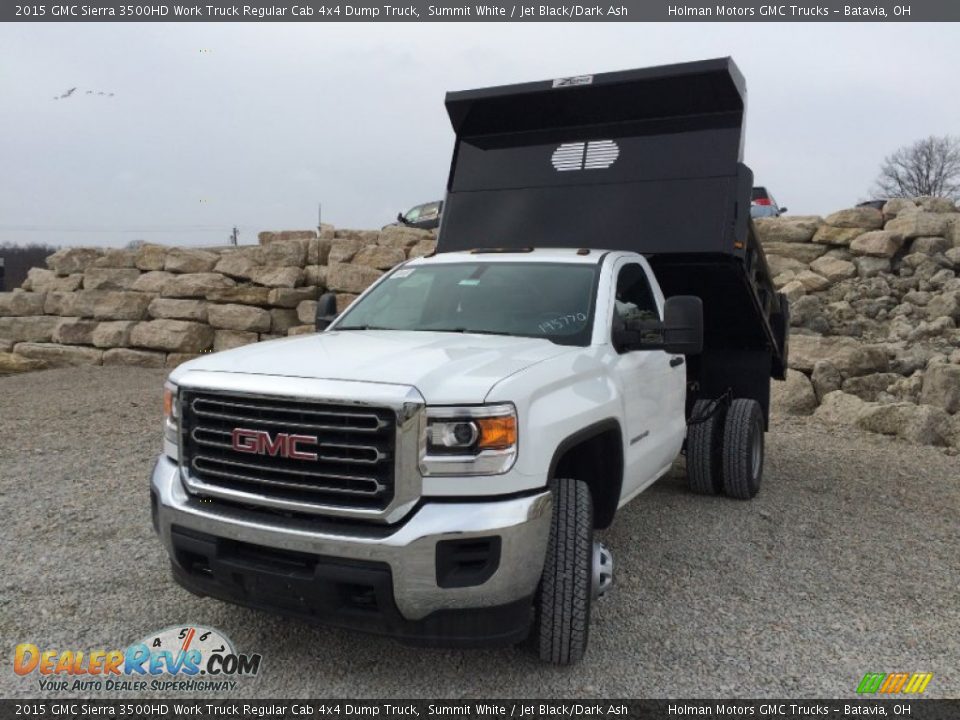 2015 GMC Sierra 3500HD Work Truck Regular Cab 4x4 Dump Truck Summit White / Jet Black/Dark Ash Photo #2