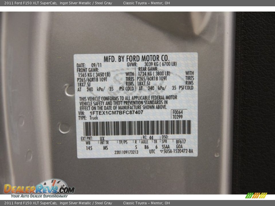 2011 Ford F150 XLT SuperCab Ingot Silver Metallic / Steel Gray Photo #16
