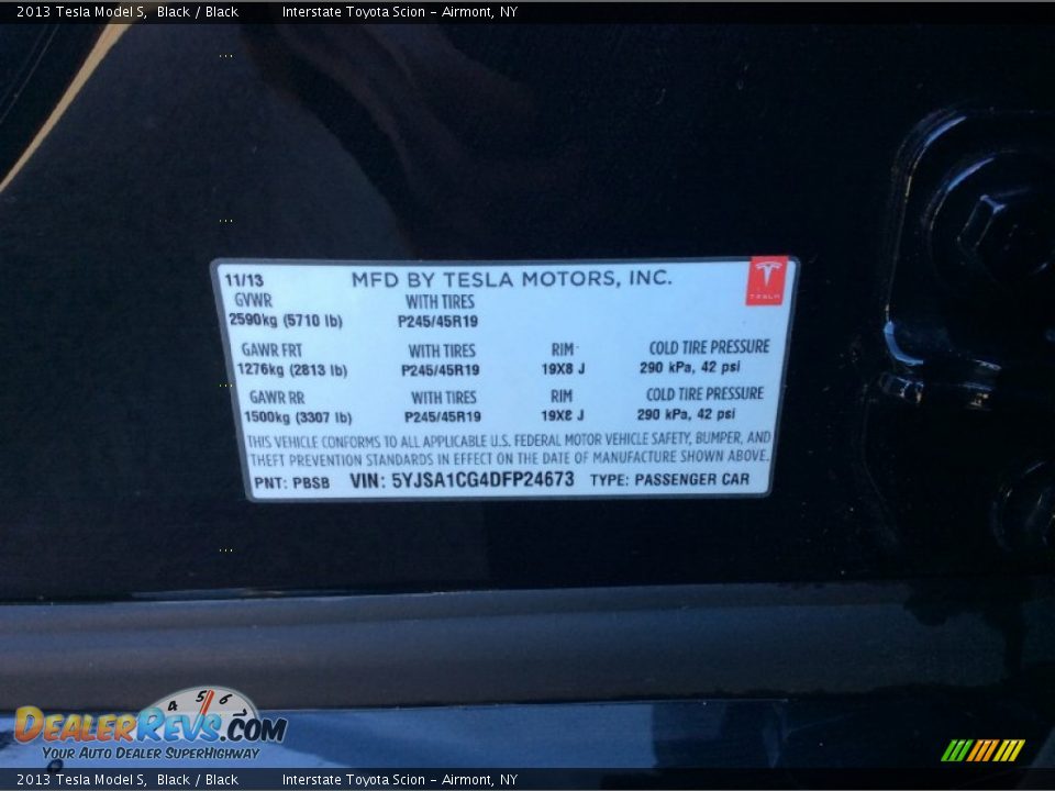 Info Tag of 2013 Tesla Model S  Photo #24