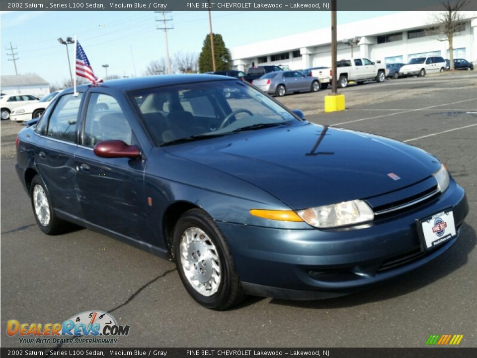 2002 Saturn L Series L100 Sedan Medium Blue / Gray Photo #3