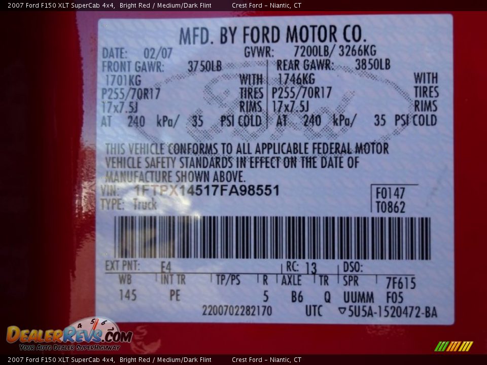 2007 Ford F150 XLT SuperCab 4x4 Bright Red / Medium/Dark Flint Photo #15