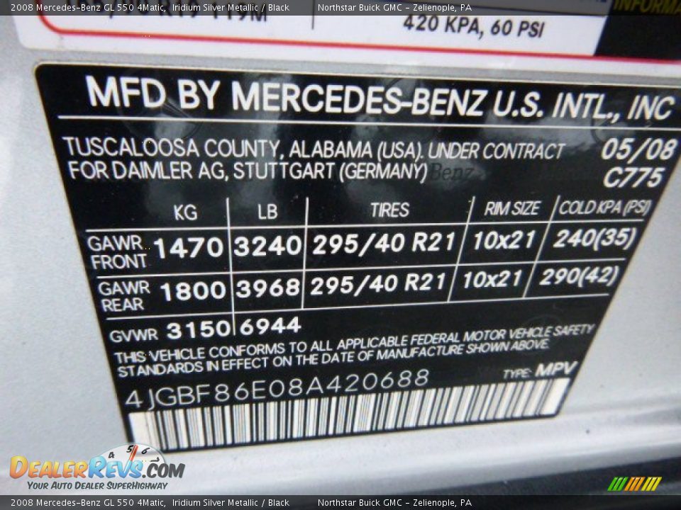2008 Mercedes-Benz GL 550 4Matic Iridium Silver Metallic / Black Photo #18