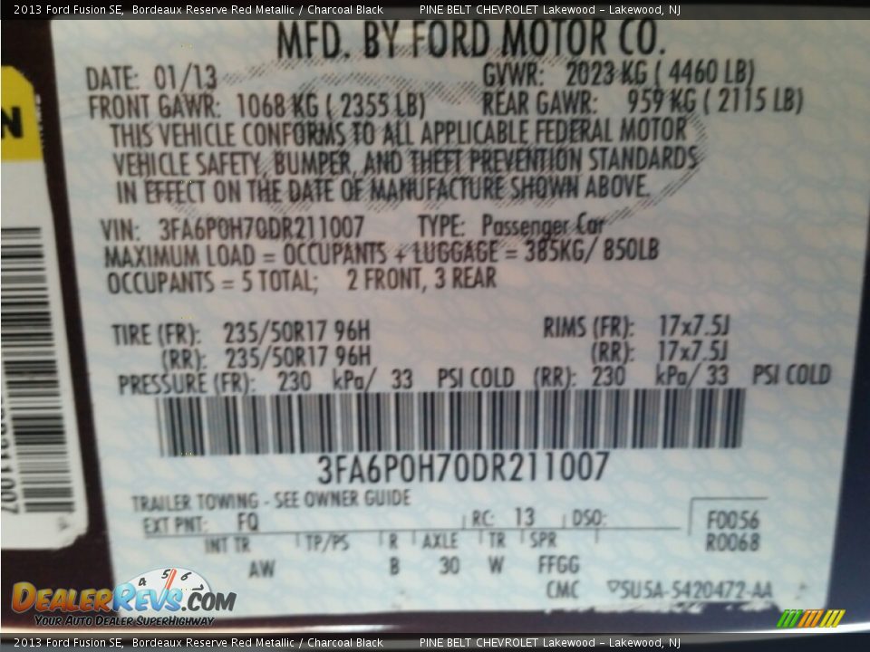 2013 Ford Fusion SE Bordeaux Reserve Red Metallic / Charcoal Black Photo #17