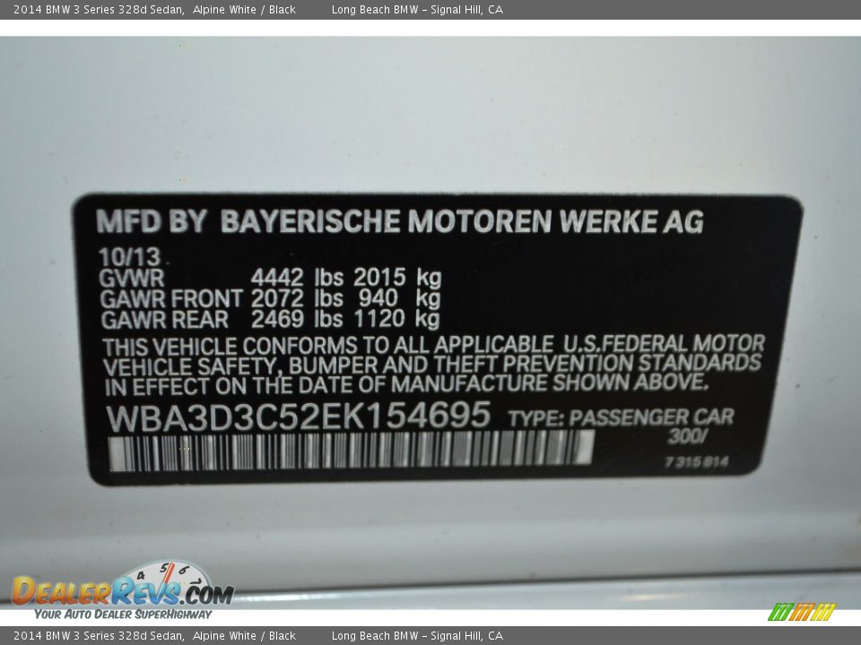 2014 BMW 3 Series 328d Sedan Alpine White / Black Photo #11
