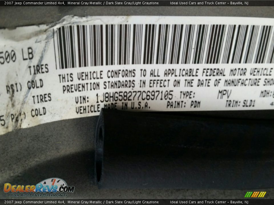 2007 Jeep Commander Limited 4x4 Mineral Gray Metallic / Dark Slate Gray/Light Graystone Photo #28