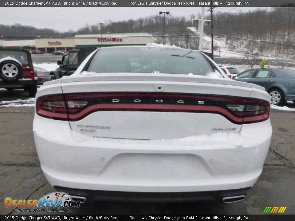 2015 Dodge Charger SXT AWD Bright White / Black/Ruby Red Photo #4