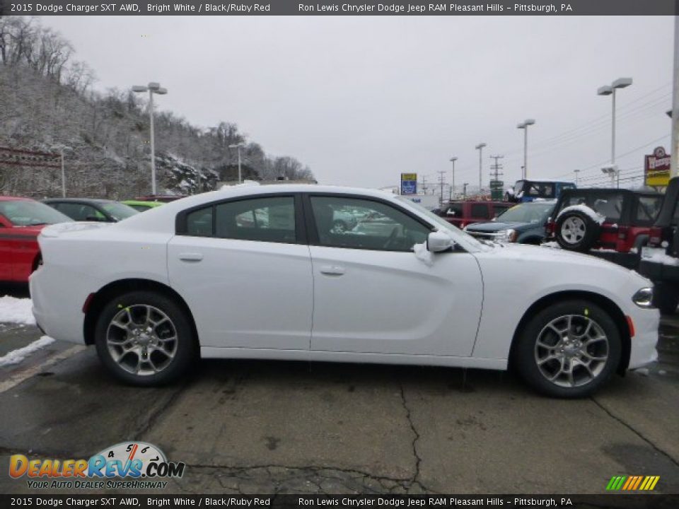 2015 Dodge Charger SXT AWD Bright White / Black/Ruby Red Photo #6