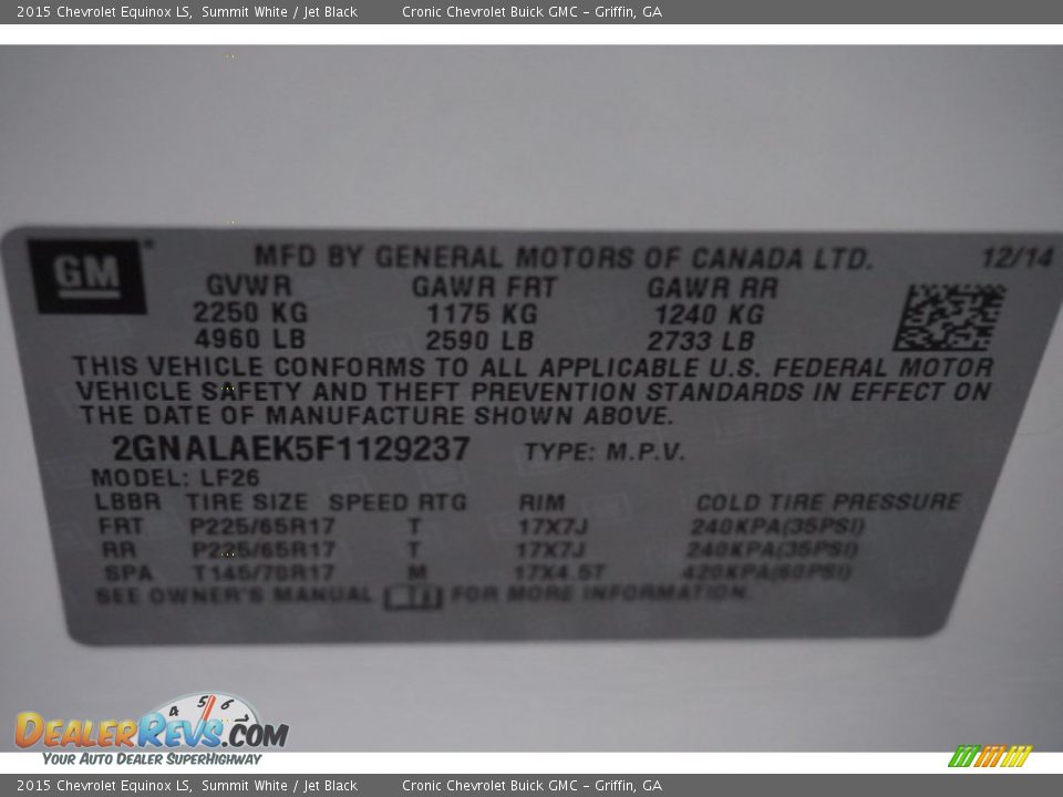 2015 Chevrolet Equinox LS Summit White / Jet Black Photo #13