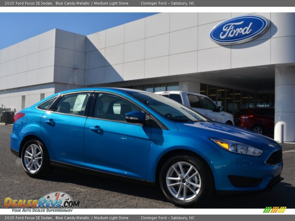 2015 Ford Focus SE Sedan Blue Candy Metallic / Medium Light Stone Photo #1