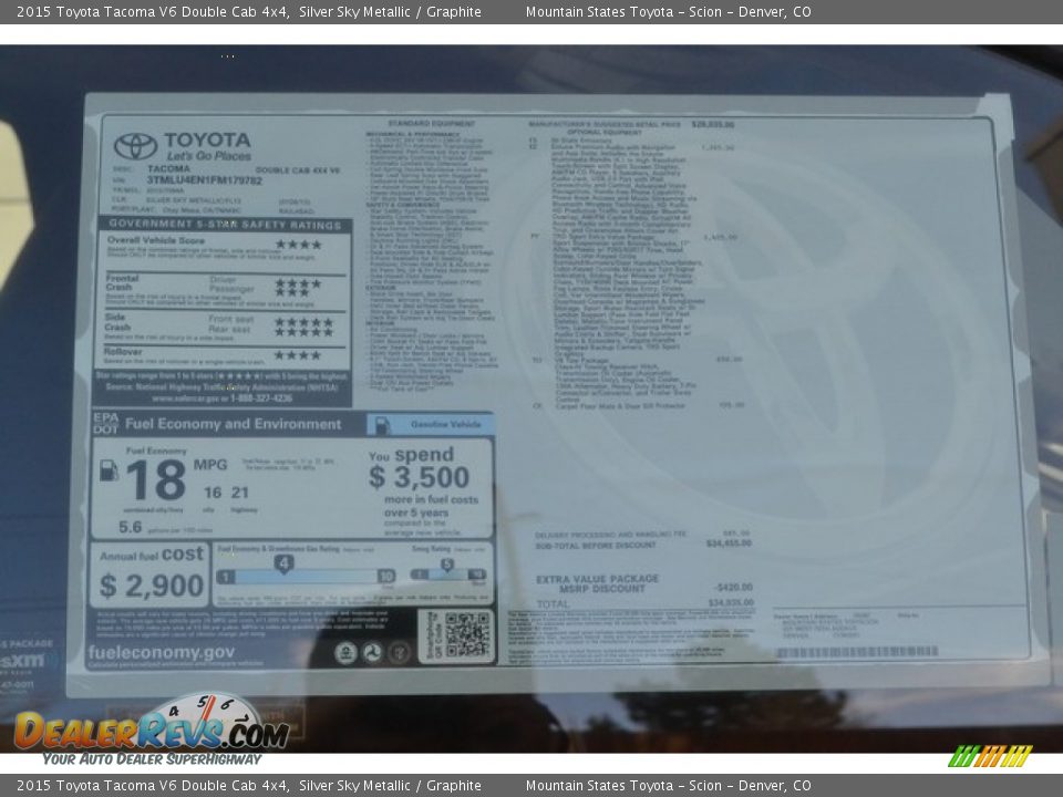 2015 Toyota Tacoma V6 Double Cab 4x4 Silver Sky Metallic / Graphite Photo #10