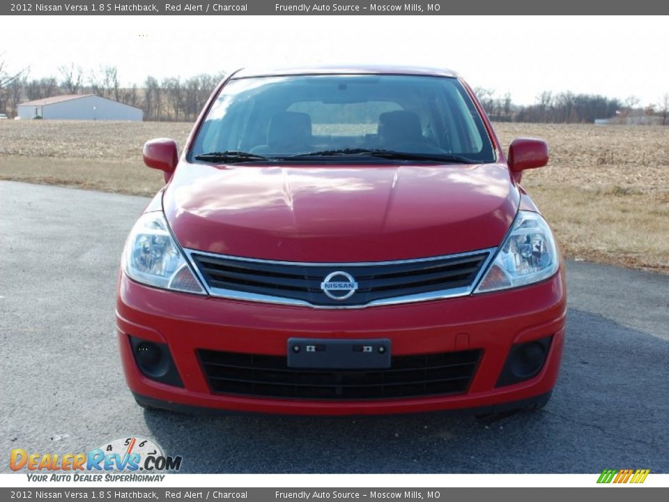 2012 Nissan Versa 1.8 S Hatchback Red Alert / Charcoal Photo #2