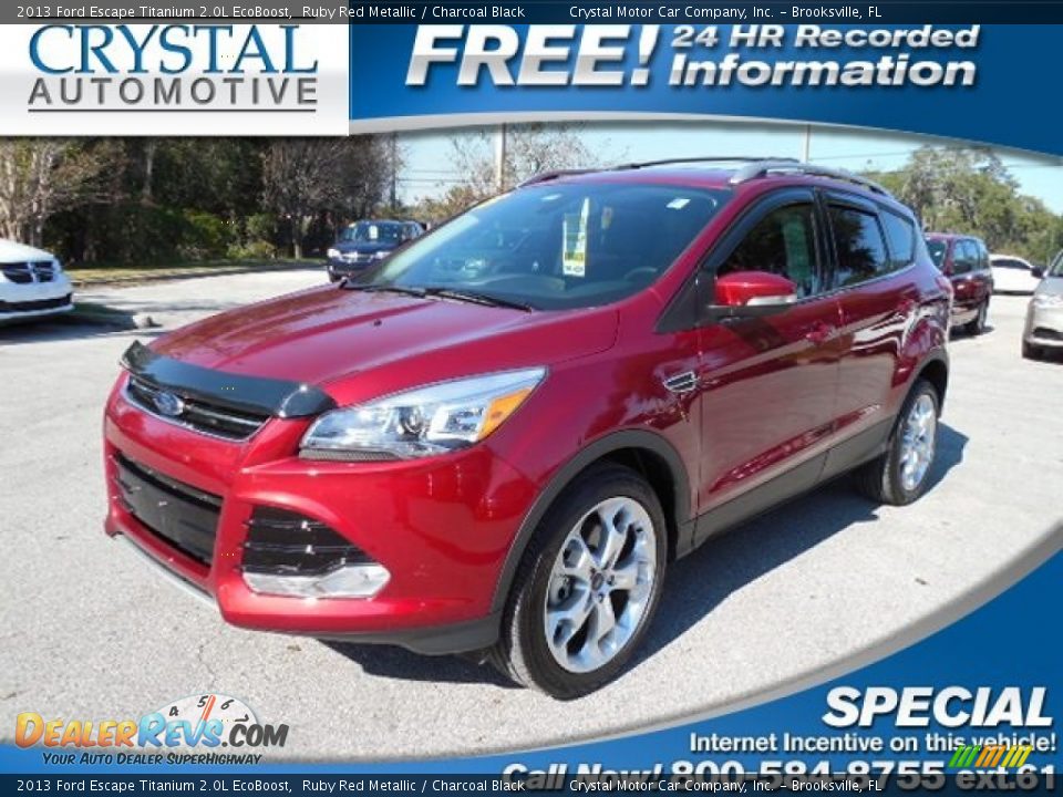 2013 Ford Escape Titanium 2.0L EcoBoost Ruby Red Metallic / Charcoal Black Photo #1
