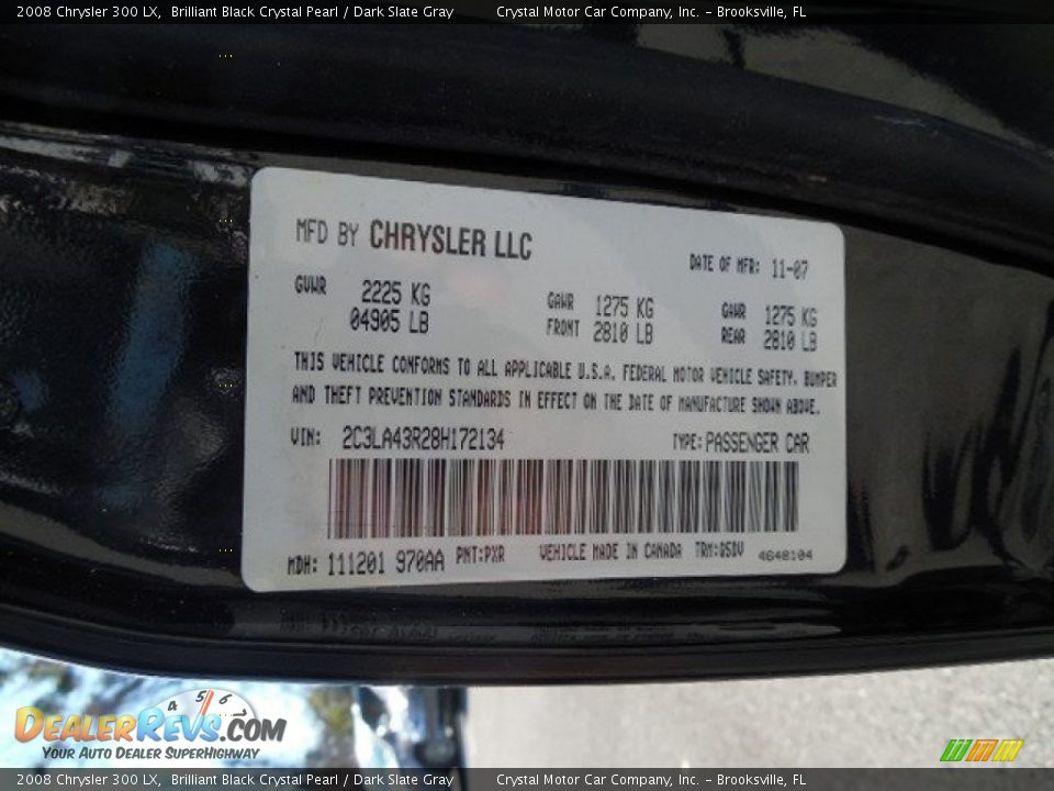 2008 Chrysler 300 LX Brilliant Black Crystal Pearl / Dark Slate Gray Photo #22