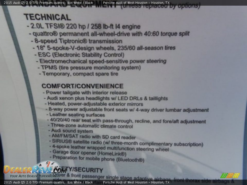 2015 Audi Q5 2.0 TFSI Premium quattro Ibis White / Black Photo #32
