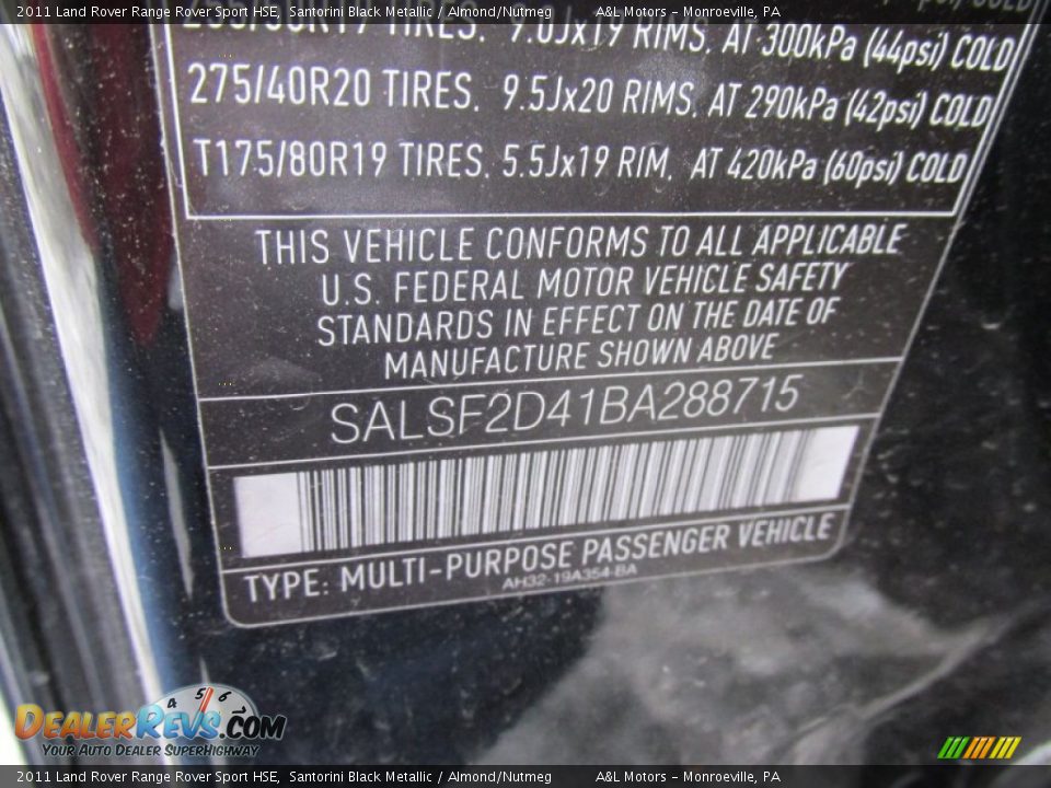 2011 Land Rover Range Rover Sport HSE Santorini Black Metallic / Almond/Nutmeg Photo #19