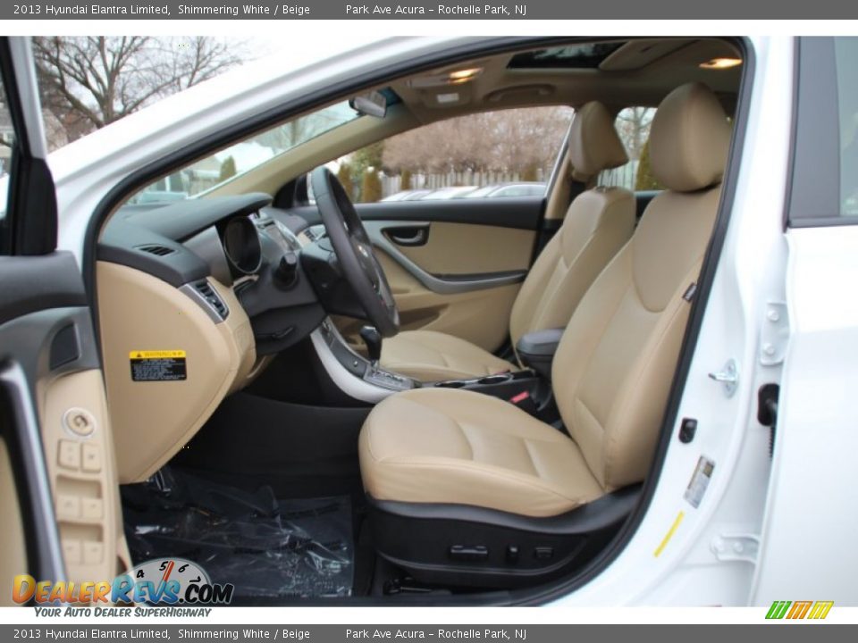 2013 Hyundai Elantra Limited Shimmering White / Beige Photo #12