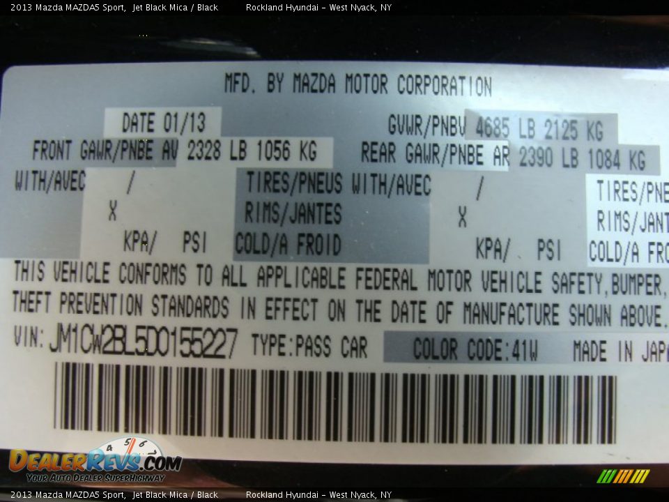 2013 Mazda MAZDA5 Sport Jet Black Mica / Black Photo #29