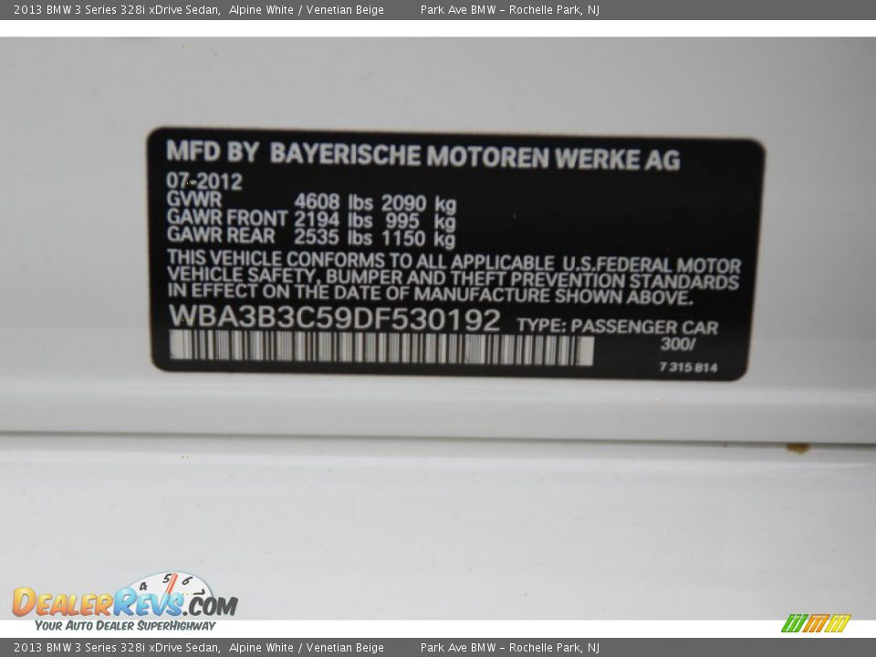 2013 BMW 3 Series 328i xDrive Sedan Alpine White / Venetian Beige Photo #33