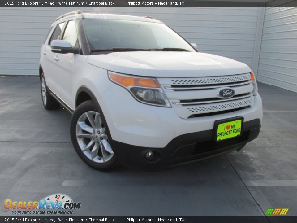 2015 Ford Explorer Limited White Platinum / Charcoal Black Photo #2