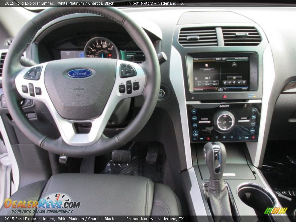 2015 Ford Explorer Limited White Platinum / Charcoal Black Photo #28