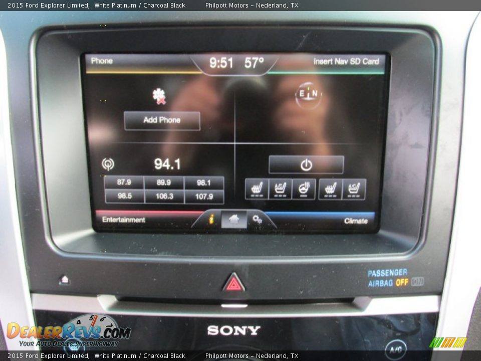 2015 Ford Explorer Limited White Platinum / Charcoal Black Photo #30