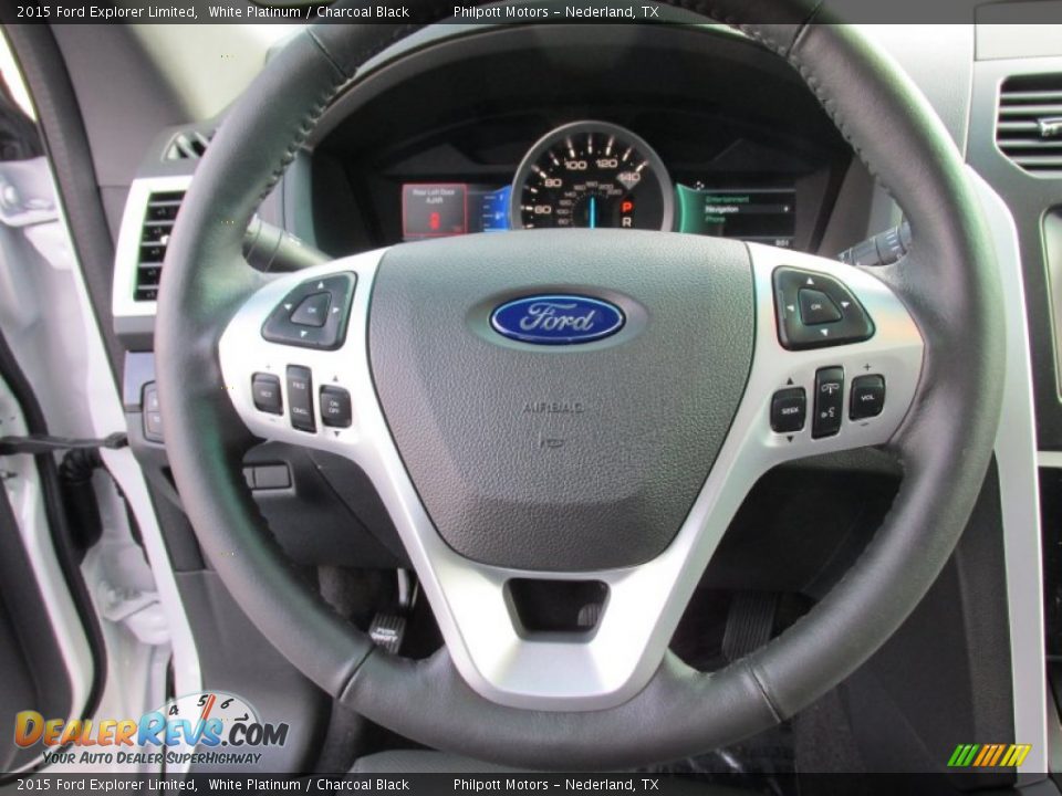 2015 Ford Explorer Limited White Platinum / Charcoal Black Photo #34