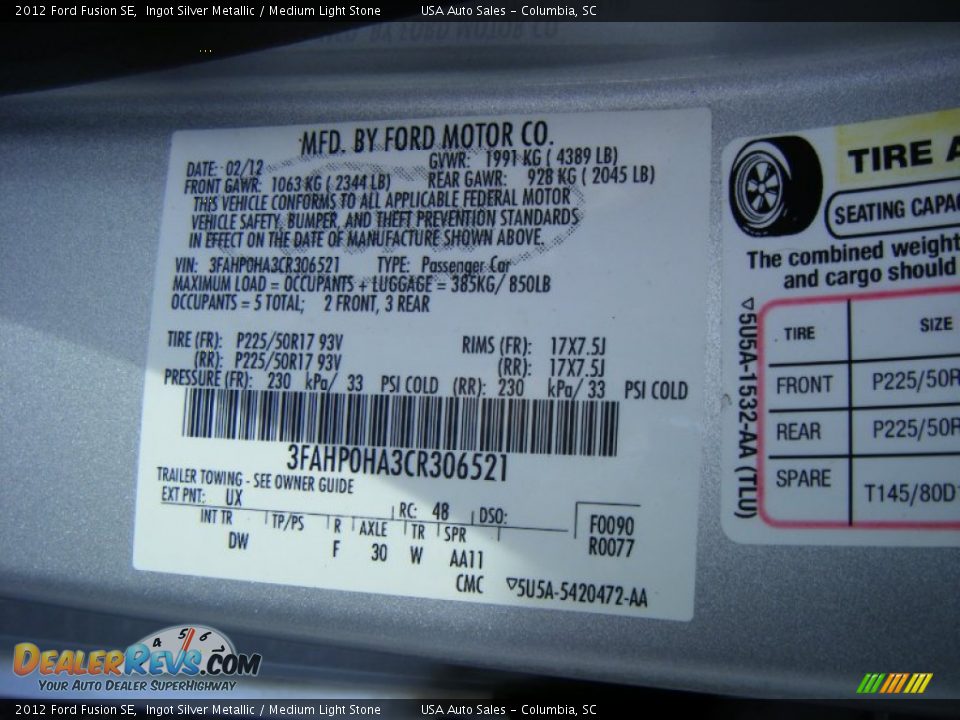 2012 Ford Fusion SE Ingot Silver Metallic / Medium Light Stone Photo #17