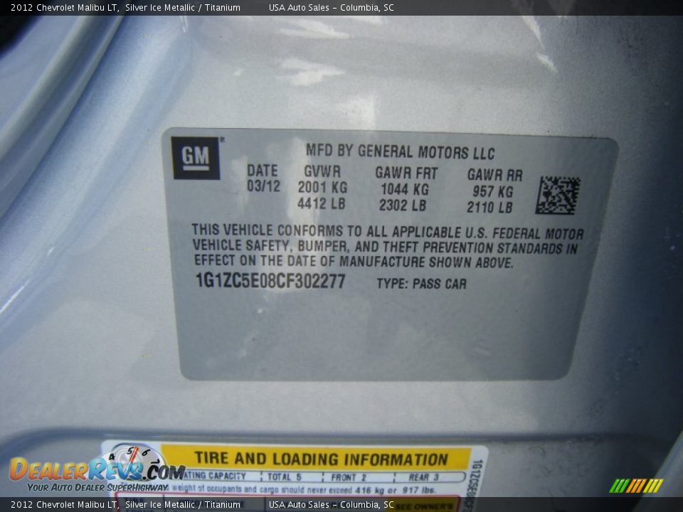 2012 Chevrolet Malibu LT Silver Ice Metallic / Titanium Photo #18
