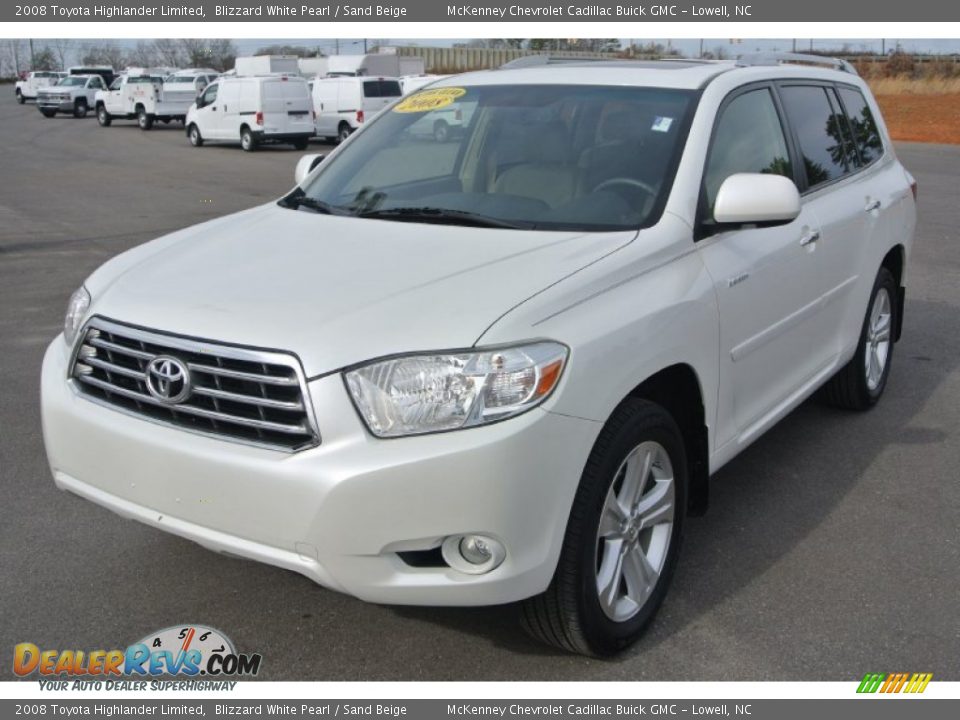 2008 Toyota Highlander Limited Blizzard White Pearl / Sand Beige Photo #2