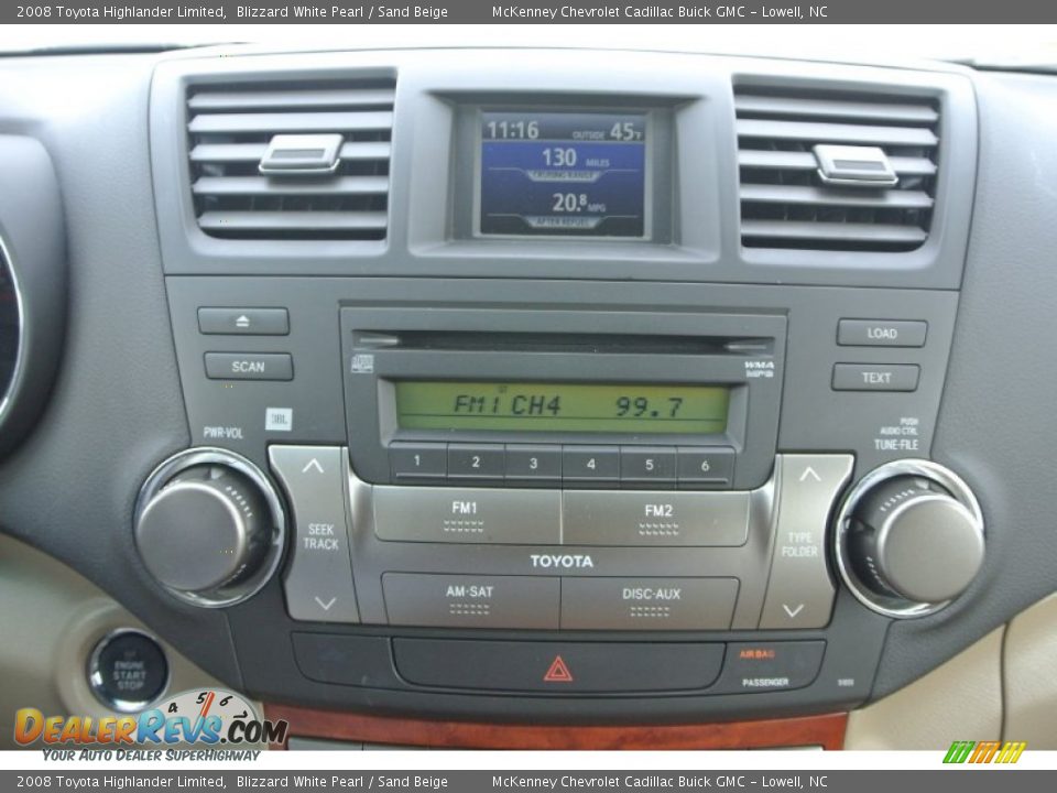 2008 Toyota Highlander Limited Blizzard White Pearl / Sand Beige Photo #19