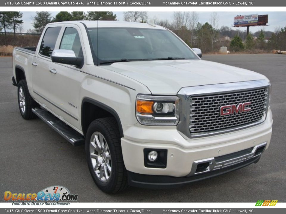 2015 GMC Sierra 1500 Denali Crew Cab 4x4 White Diamond Tricoat / Cocoa/Dune Photo #1