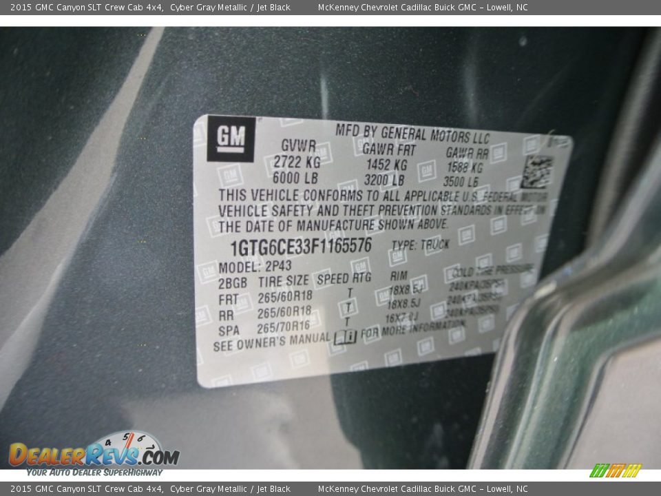 2015 GMC Canyon SLT Crew Cab 4x4 Cyber Gray Metallic / Jet Black Photo #7