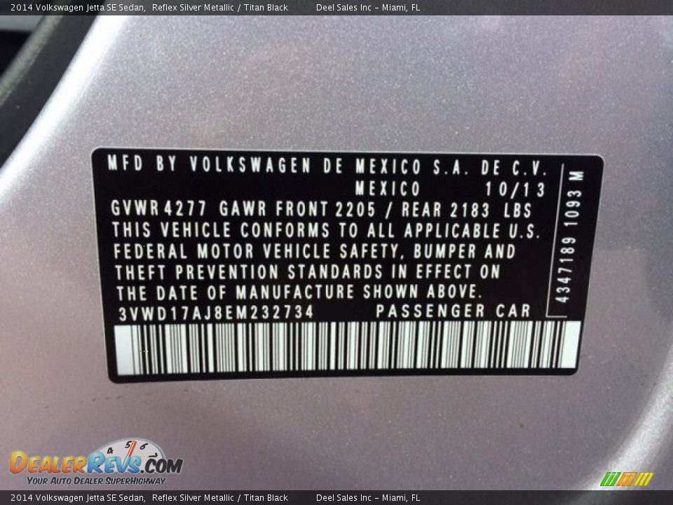 2014 Volkswagen Jetta SE Sedan Reflex Silver Metallic / Titan Black Photo #14