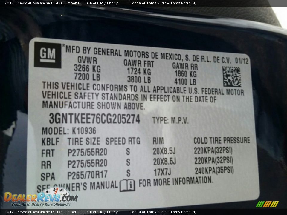 2012 Chevrolet Avalanche LS 4x4 Imperial Blue Metallic / Ebony Photo #19